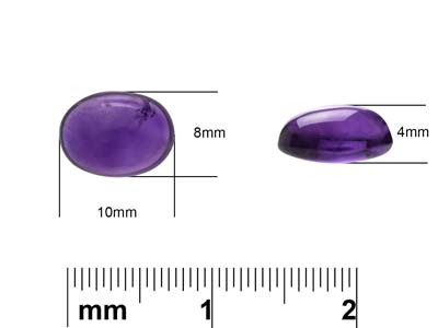 Amethyst, Oval Cabochon, 8x6mm - Standard Image - 3