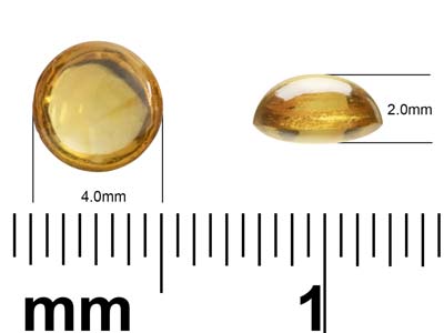 Citrine, Round Cabochon, 4mm - Standard Image - 4