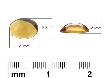 Citrine, Oval Cabochon, 7x5mm - Standard Image - 4