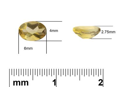 Citrine, Oval, 6x4mm - Standard Image - 3