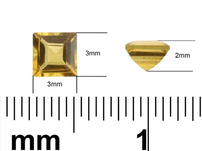 Citrine, Square, 3x3mm - Standard Image - 3