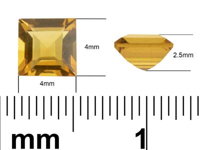 Citrine, Square, 4x4mm - Standard Image - 3