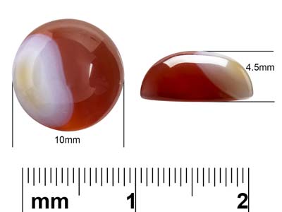 Carnelian Red And White Stripe     Round Cabochon 10mm - Standard Image - 4