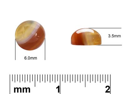 Carnelian Red And White Stripe     Round Cabochon 6mm - Standard Image - 4