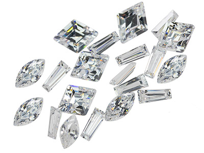 White Cubic Zirconia, Mixed Shapes, Pack of 20 - Standard Image - 1