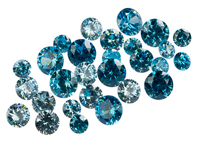 Aqua Cubic Zirconia, Round,        4,5,6mm, Pack of 28