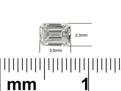 Lab Grown Diamond 0.15ct, Emerald   Cut, D Colour Vs Clarity, 3.5x2.3mm - Standard Image - 2