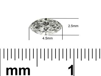 Lab Grown Diamond 0.10ct, Marquise  Cut, D Colour Vs Clarity, 4.5x2.5mm - Standard Image - 2