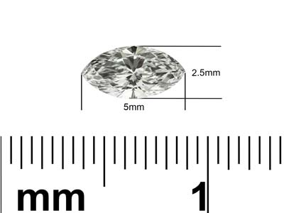 Lab Grown Diamond 0.13ct, Marquise Cut, D Colour Vs Clarity, 5x2.5mm - Standard Image - 2