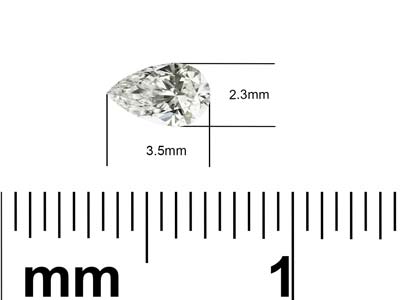 Lab Grown Diamond 0.07ct, Pear Cut, D Colour Vs Clarity, 3.5x2.3mm - Standard Image - 2