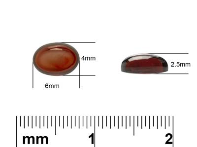 Garnet, Oval Cabochon, 6x4mm - Standard Image - 4