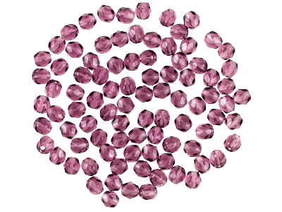 Preciosa 4mm Czech Fire Polished   Glass Beads Amethyst, Pack of 100