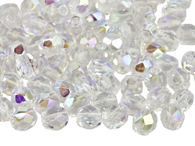 Preciosa 4mm Czech Fire Polished    Glass Beads Crystal Ab, Pack of 100 - Standard Image - 2