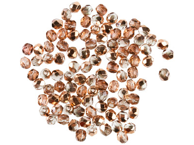 Preciosa 4mm Czech Fire Polished   Glass Beads Copper Clear,          Pack of 100