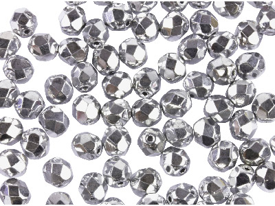 Preciosa 6mm Czech Fire Polished   Glass Beads Crystal Sil,           Pack of 100