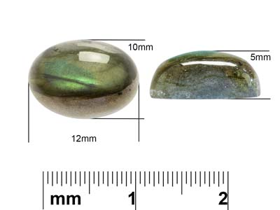 Labradorite, Oval Cabochon, 12x10mm - Standard Image - 4