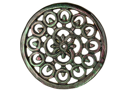 Mother of Pearl Grey Large Filigree Disc - Standard Image - 1