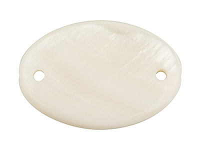 Mother of Pearl White Oval Shape   With Drill Holes, 30x20mm