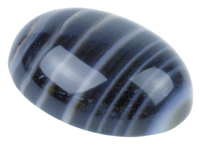 Onyx, Black And White Banded Oval  Cabochon, 8x6mm