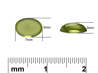 Peridot, Oval Cabochon, 7x5mm - Standard Image - 4