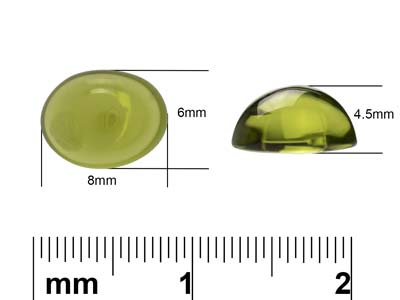 Peridot, Oval Cabochon, 8x6mm - Standard Image - 4