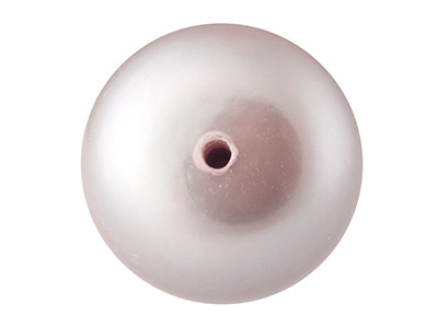 Cultured Pearls Pair Button        Half Drilled 6.5-7mm, Pink,        Freshwater - Standard Image - 2