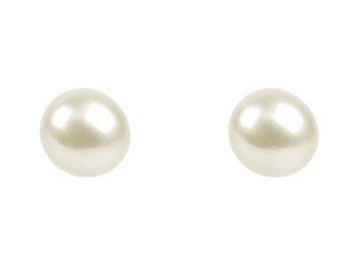 Cultured Pearl Pair Full Round     Half Drilled 7-7.5mm White         Freshwater - Standard Image - 1
