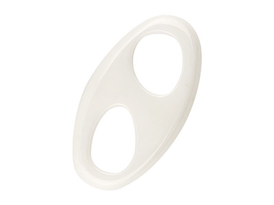 Ceramic Oval Shape With 2 Holes,   White, 30x16mm