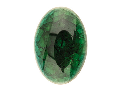 Ceramic Oval Cabochon Green,       18x13mm, Crackle Finish - Standard Image - 1