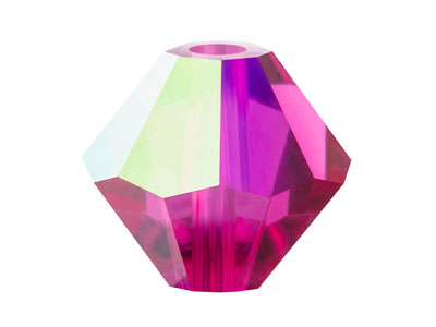 Preciosa Crystal Pack of 24,       Bicone, 4mm, Fuschia Ab - Standard Image - 1