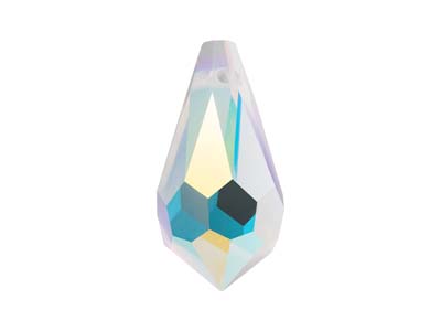 Preciosa Crystal Pack of 2, Drop   Pendant, 984, 7.5 X 15mm, Crystal  Ab