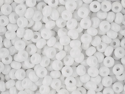 Czech 8/0 Seed Beads, Opaque White, 20g Pack - Standard Image - 1