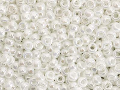 Miyuki 11/0 Round Seed Beads Seed  Beads White Pearl Ceylon 24g Tube, Miyuki Code 528 - Standard Image - 1