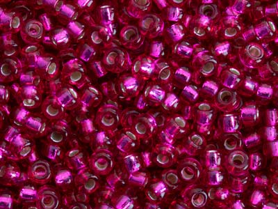 Miyuki 11/0 Round Seed Beads Seed  Beads Silver Lined Raspberry 24g   Tube, Miyuki Code 436 - Standard Image - 1