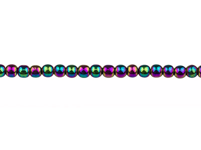 Electroplated Hematite Semi         Precious Round Beads, Rainbow, 4mm, 15-15.5 Strand