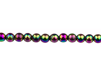 Electroplated Hematite Semi         Precious Round Beads, Rainbow, 6mm, 15-15.5 Strand