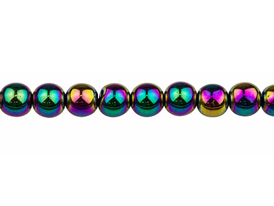 Electroplated Hematite Semi         Precious Round Beads, Rainbow, 8mm, 15-15.5 Strand