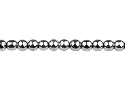 Electroplated Hematite Semi        Precious Round Beads, Sil, 6mm,    15-15.5 Strand