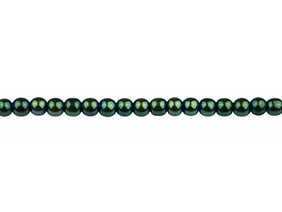 Electroplated Hematite Semi        Precious Round Beads, Green, 4mm,  15-15.5 Strand