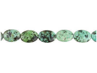 African Turquoise Jasper Semi      Precious Flat Oval Beads 13x18mm,  1640cm Strand