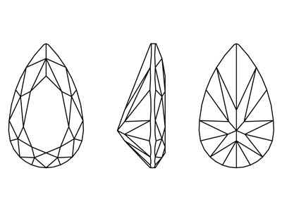 Preciosa Cubic Zirconia, Pear      Diamond, 7 X 5mm, White - Standard Image - 3