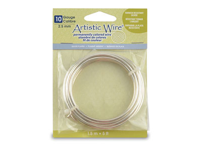 Beadalon Artistic Wire 10 Gauge    Silver Plated 2.5mm X 1.5m