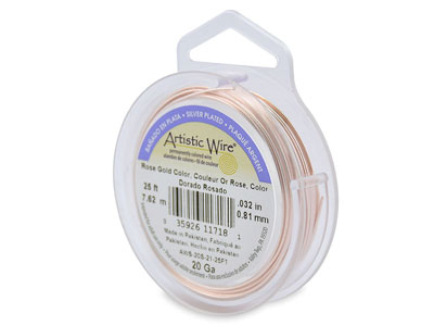 Beadalon Artistic Wire 20 Gauge    Silver Plated Rose Gold Colour     0.81mm X 7.6m