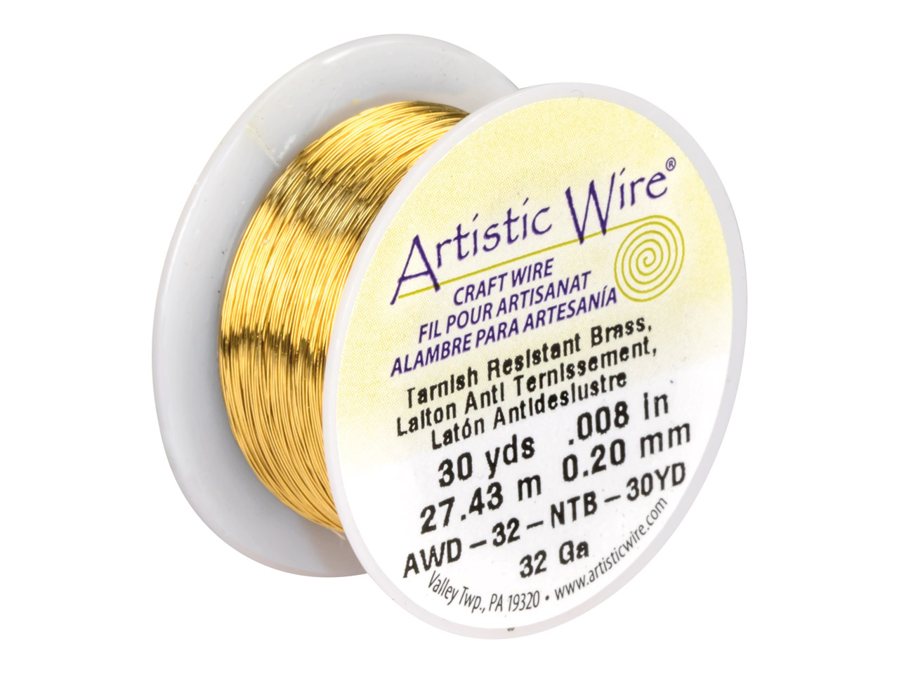 Artistic Wire, Copper Craft Wire 32 Gauge, 30 Yard, Tarnish Resistant Brass