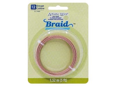 Beadalon Artistic Wire 12 Gauge    Round Braid Rose Gold Colour 2.1mm X 1.5m - Standard Image - 1