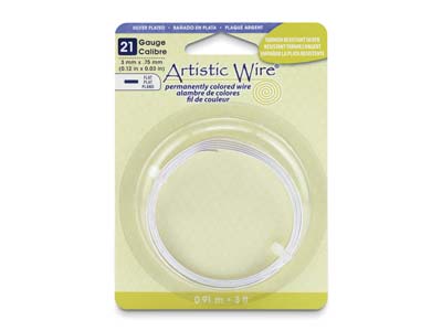 Beadalon Artistic Wire 21 Gauge    Flat Tarnish Resistant Silver      Plated 0.75mm X 3mm X 0.91m