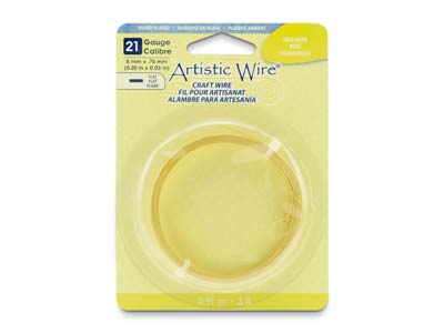 Beadalon Artistic Wire 21 Gauge    Flat Silver Plated Gold Colour     0.75mm X 5mm X 0.91m - Standard Image - 1