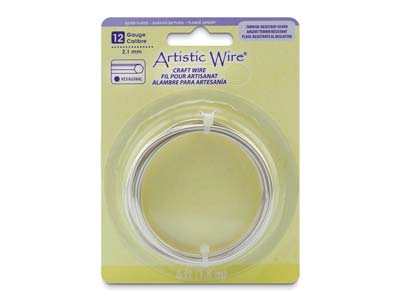 Beadalon Artistic Wire 12 Gauge    Hexagonal Tarnish Resistant Silver Plated 2.1mm X 1.83m