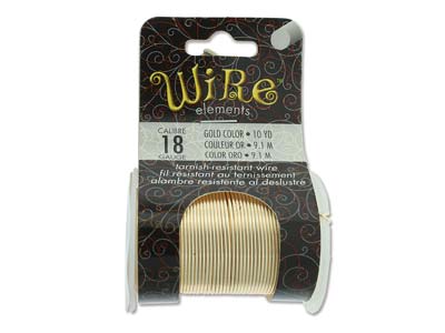Wire Elements, 18 Gauge, Gold      Colour, Tarnish Resistant, Medium  Temper, 10yd/9.14m - Standard Image - 1