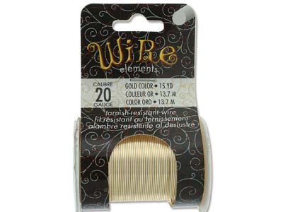 Wire Elements, 20 Gauge, Gold      Colour, Tarnish Resistant, Medium  Temper, 15yd/13.72m - Standard Image - 1